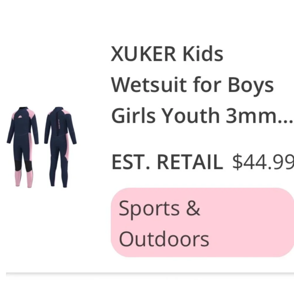 XUKER‎ Full Body Wetsuit Kids Youth 16 Navy Pink Excellent 3mm Neoprene Diving